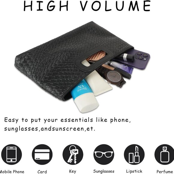 Compact Faux Leather Clutch Purse for Women - Fashion-Forward Evening Accessory - Picture 5 of 8